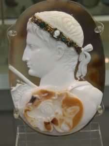 The coloured layers are visible in this cameo carving
