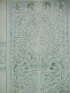 Typical Art Nouveau themes including peacocks, and feminine forms could be found in architecture and decorative design of the era.